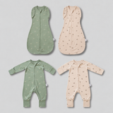 Newborn TOG Sleepwear Bundle 4 pieces – Rompers & Swaddles (0.2 + 1.0 TOG)