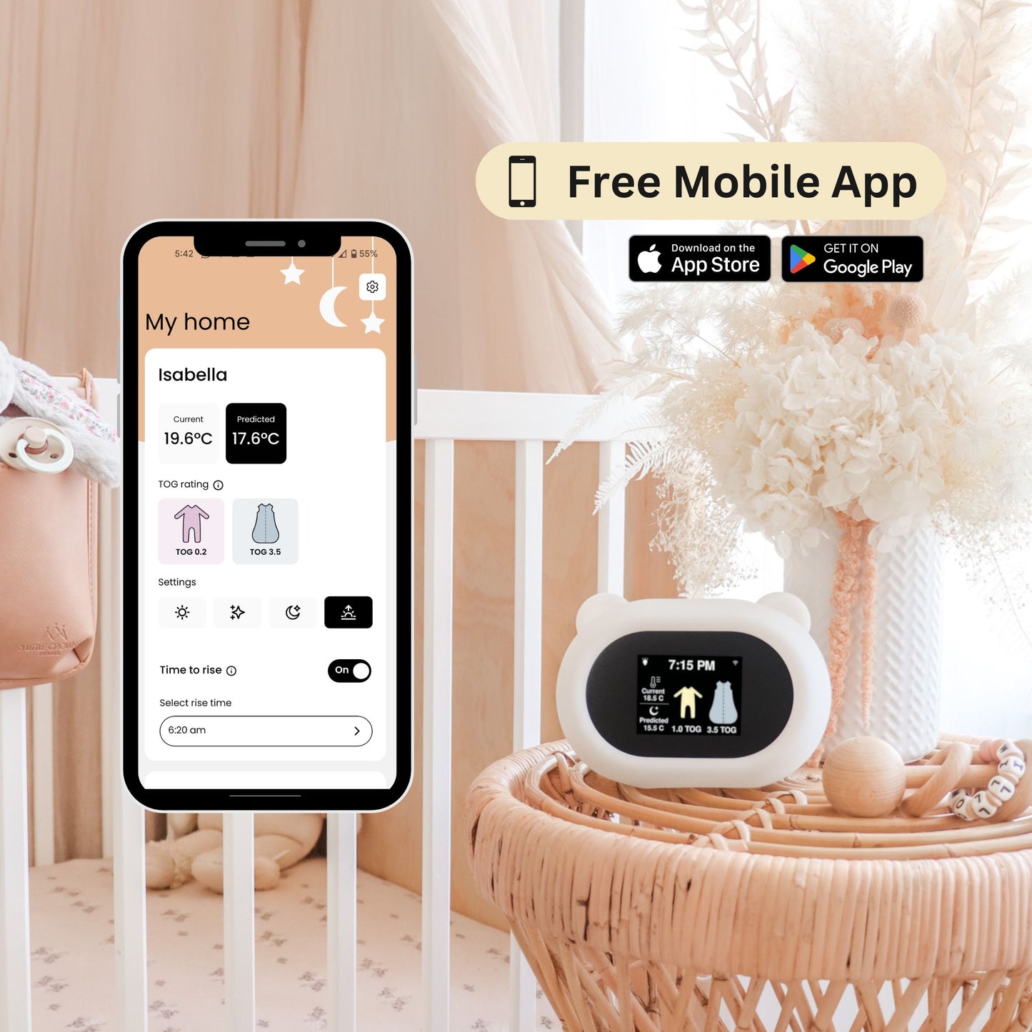 Baby Sleepwear Guide, Night Light and Thermometer